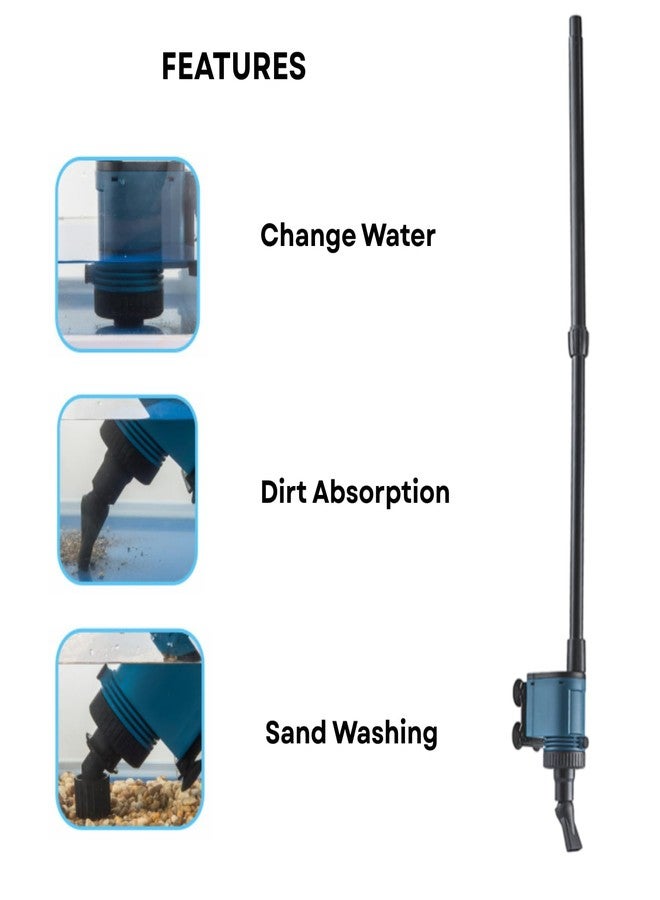 TUNAI S0B0 BO-028 Multifunction Clean Pump for Aquarium Fish Tank | Change Water | Dirt Absorption | Sand Washing | Suitable for Various Size Aquariums - Image 3
